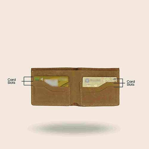 NUBUCK HUB Leather's Light Brown Slim Bi-fold Smart-Leather Men’s Wallet with 06 Credit Card Slots and Gift Box