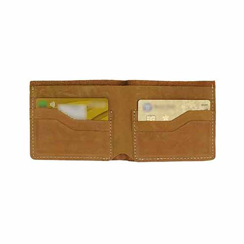 NUBUCK HUB Leather's Light Brown Slim Bi-fold Smart-Leather Men’s Wallet with 06 Credit Card Slots and Gift Box