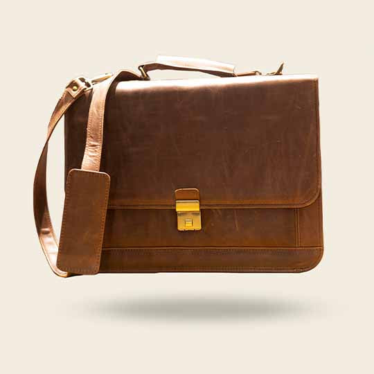 Nubuck Hub: Stylish Brown Leather Laptop Bag for Men and Women