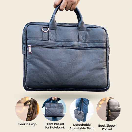 Nubuck Hub: Classic Black Laptop Bag - Style & Functionality Combined!